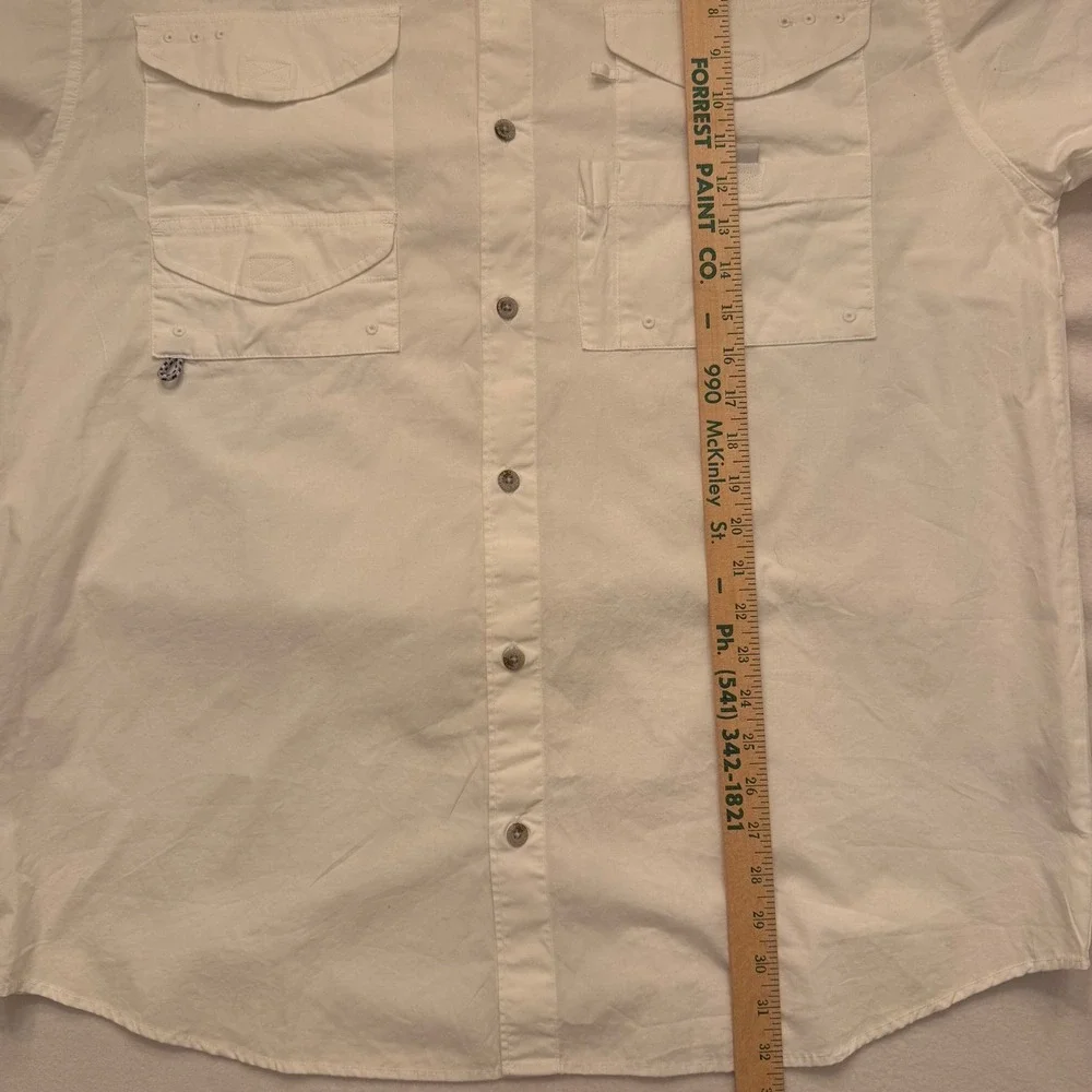 Columbia PFG Bonehead Fishing Shirt Mens Large White Short Sleeve Vented